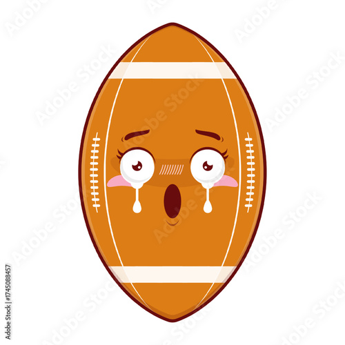 rugby ball scared face cartoon cute