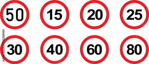 Vector art of collection of speed limit signs