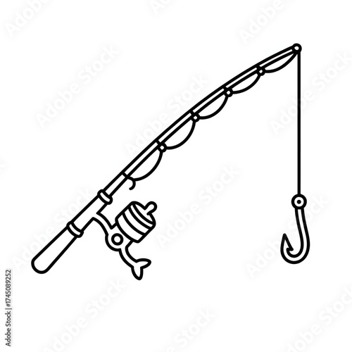 A fishing rod illustration vector style coloring page