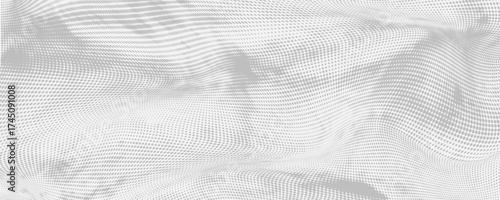 Dot white gray wave light technology texture background. Abstract big data digital concept.