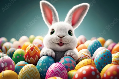 Wallpaper Mural Adorable Easter Bunny Amid Colorful Eggs Torontodigital.ca