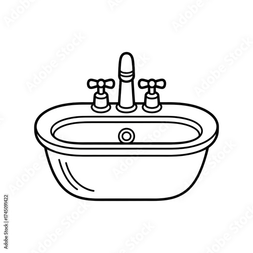 A wash basin illustration vector style coloring page