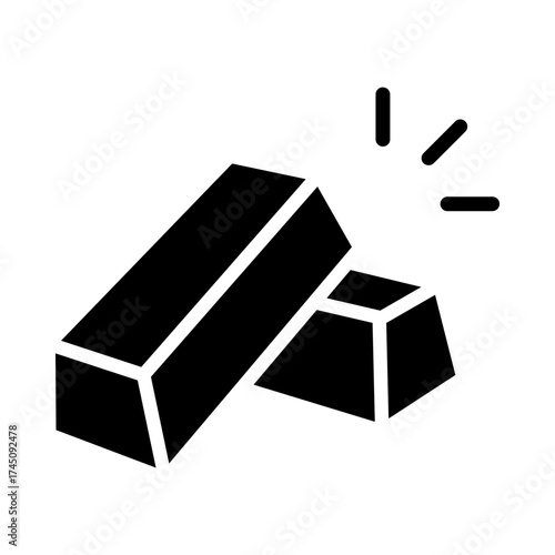 Single gold bar icon vector or simple gold bar icon isolated on white background. The black gold bar icon is suitable for jewelery symbol or precious metal icon on mobile apps, or gold jewelery relate