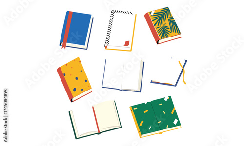 Book Icons Vector Set | Open, Closed, Spiral & Colorful Book Illustrations