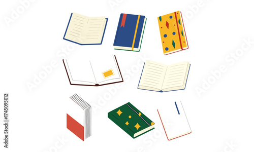 Book Icons Vector Set | Open, Closed, Spiral & Colorful Book Illustrations