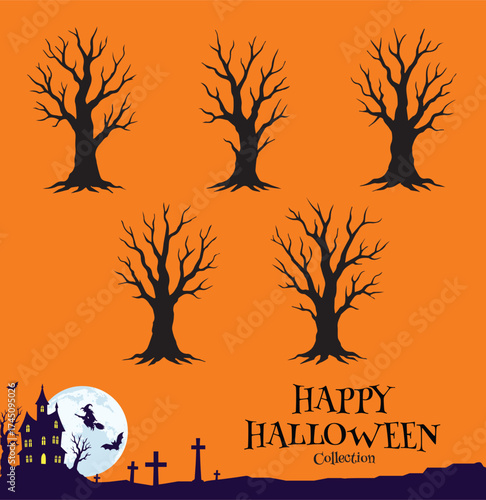 Spooky Halloween Dead Tree Silhouette Collection