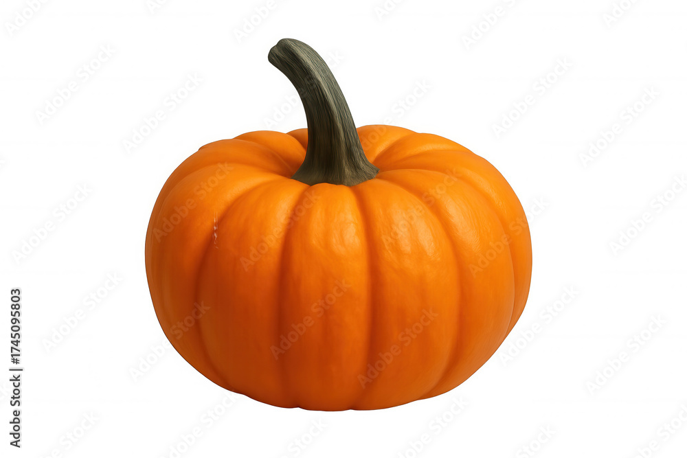 Fototapeta premium Bright orange pumpkin on transparent background, symbolizing autumn harvest, halloween, and thanksgiving traditions