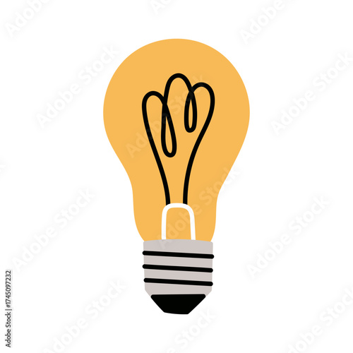 Lightbulb, energy, creative insight, problem solving, glowing lamp, symbol of creative idea, solution, business inspiration, innovation, discovery, electric light bulb flat vector illustration.
