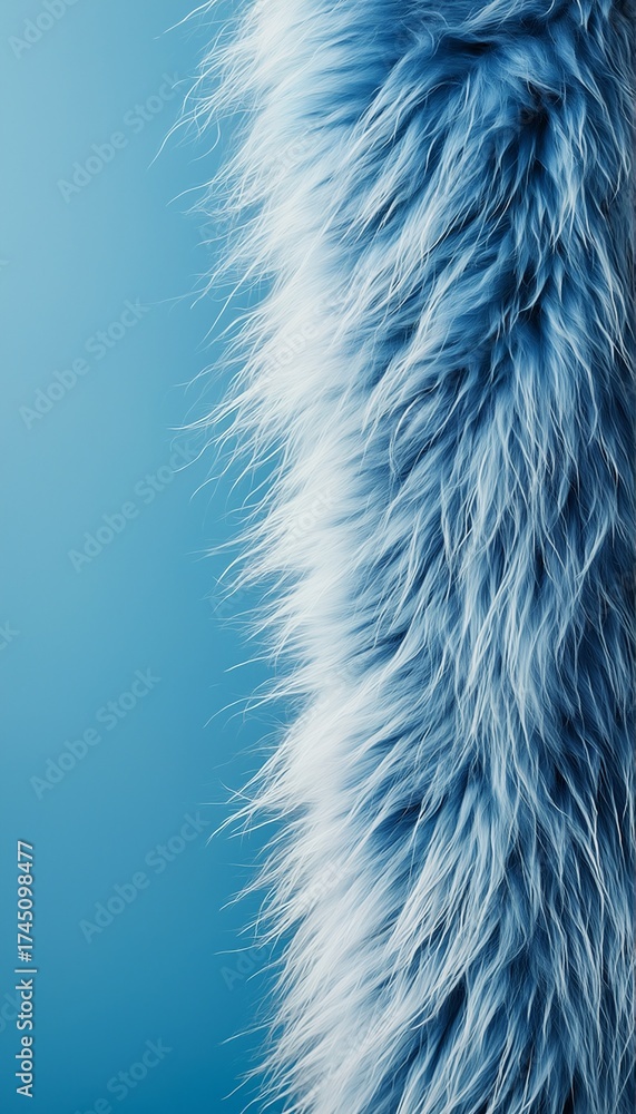Fototapeta premium a close-up render of icy blue fur creates a textured, vertical gradient against a smooth, darker background.