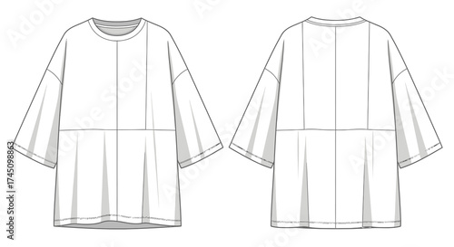 Technical Fashion Illustration Oversized Top With Short Sleeves Fashion Apparel