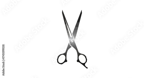 Modern Grayscale Metallic Scissors Graphic Icon for Hairdressing and Styling