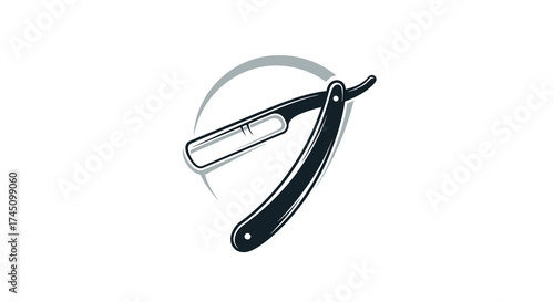 Minimalist Straight Razor Icon Design for Barber Shop and Grooming Needs
