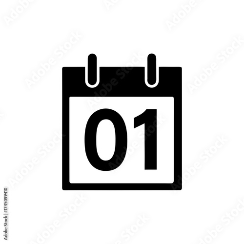  minimal calendar icon with bold date 01