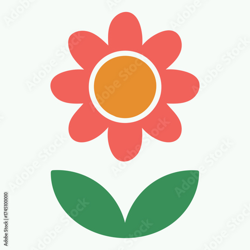 Simple Flat Flower Vector | Minimalist Floral Logo Design