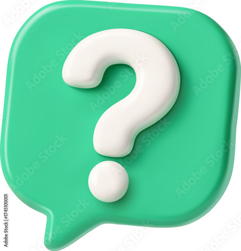 3D Vector Question Mark Icon for Help and Support Concept