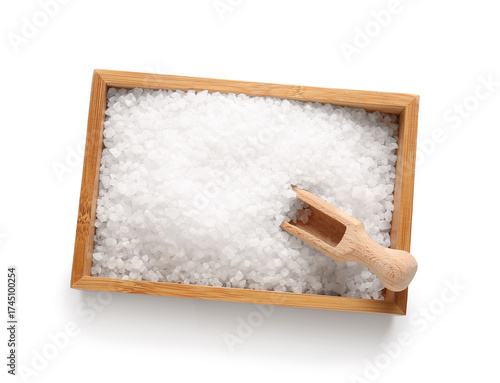 Wooden box with sea salt an...