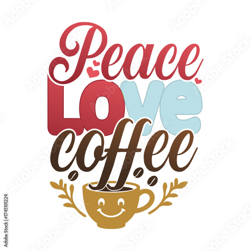 Peace Love Coffee Retro Groovy Quote SVG Design