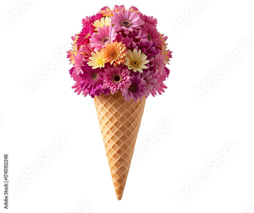 ice cream cone with flowers 