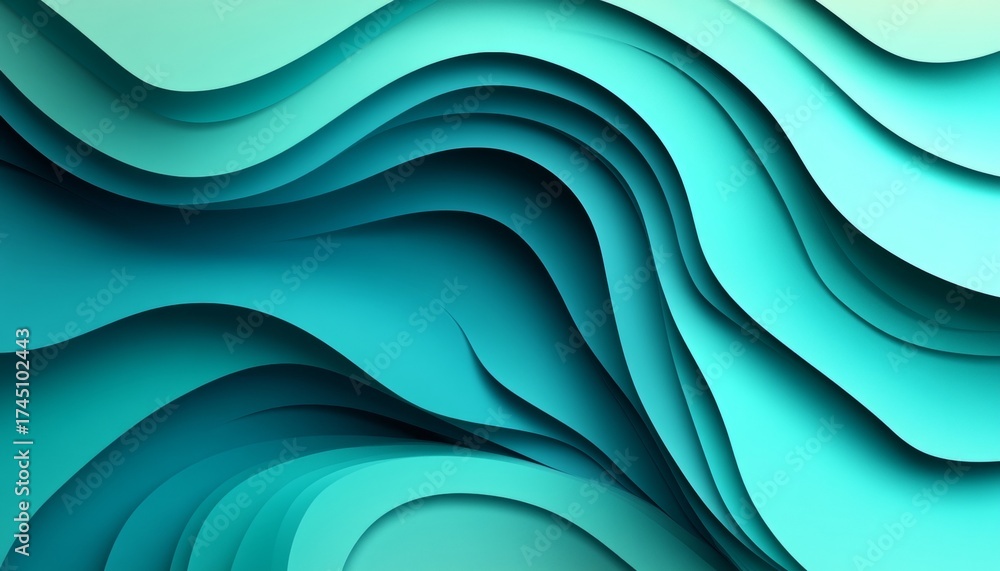 Fototapeta premium Elegant Fluid Arrangement with Soft Light Turquoise Color Blend and Gentle Wave Texture Design