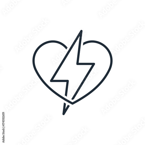 Human energy. Abstract heart power.Vector linear icon illustration isolated on white background.