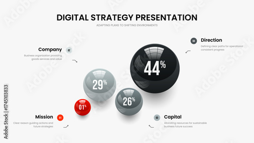 Sales Growth Slide Layout Vector Illustration. Business Visualization Four Element Diagram Slideshow Template. Enterprise Overview 4 Step Chart Frame Design.