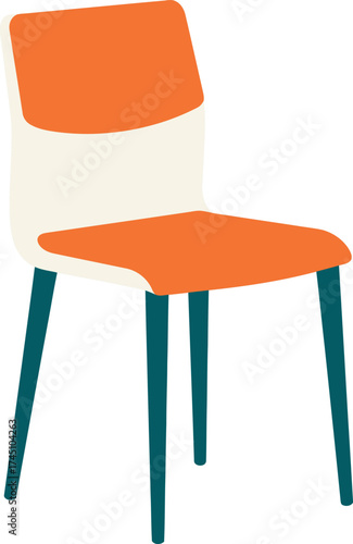 Modern Orange and White Chair, Minimalist Design