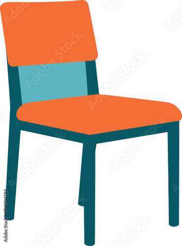 Simple Orange and Teal Chair Illustration