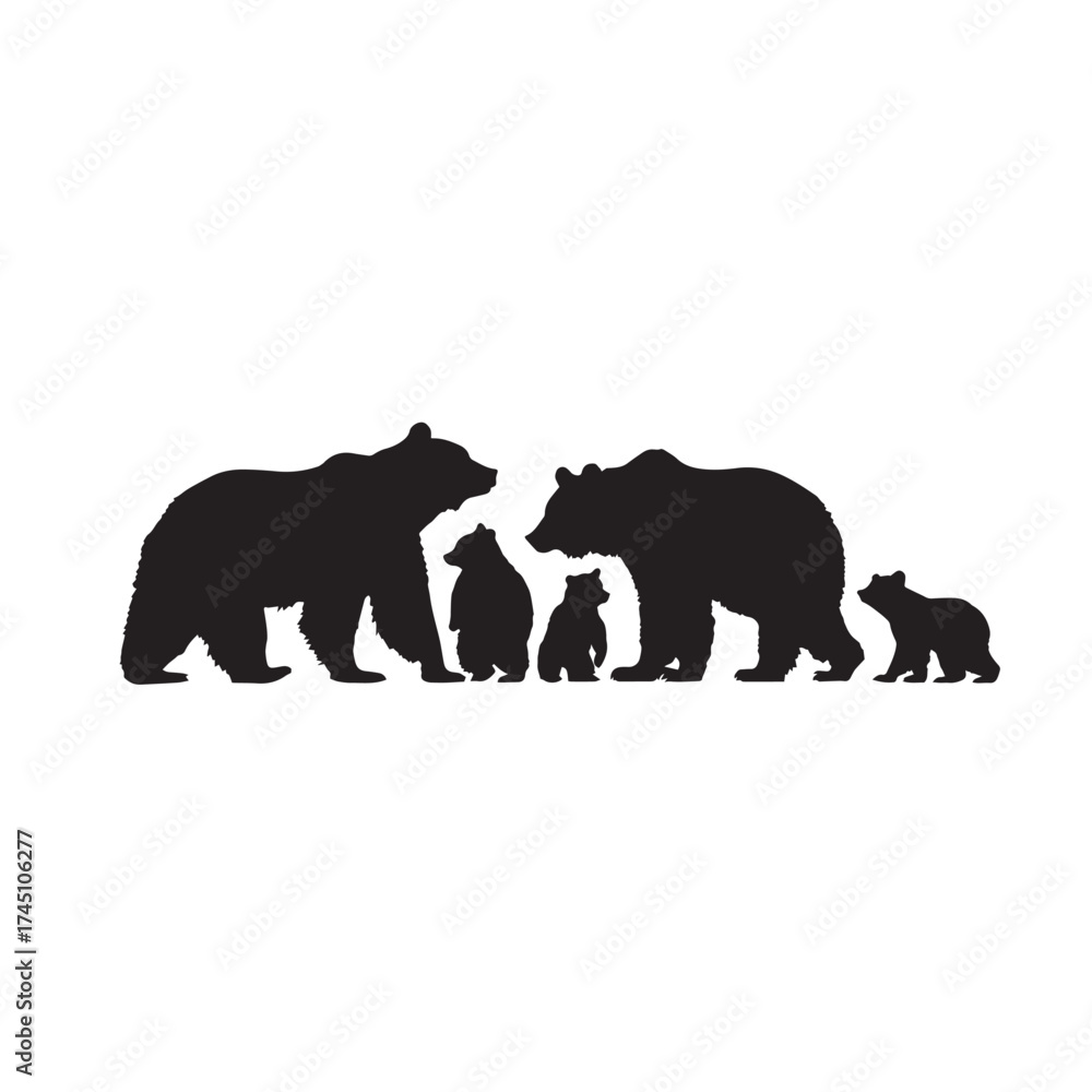 Obraz premium Adorable bear family silhouette collection