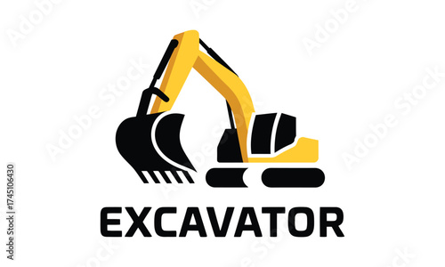 Excavator construction equipment heavy machinery digging machine construction symbol graphic
