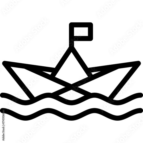 Paper Boat Sailing Icon Vector Element