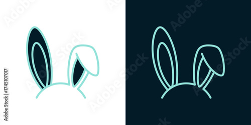 Minimalist illustration of bunny ears on contrasting backgrounds, ideal for playful designs or themes