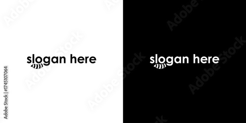 Minimalist logo design featuring a stylized leaf and slogan, set against contrasting backgrounds