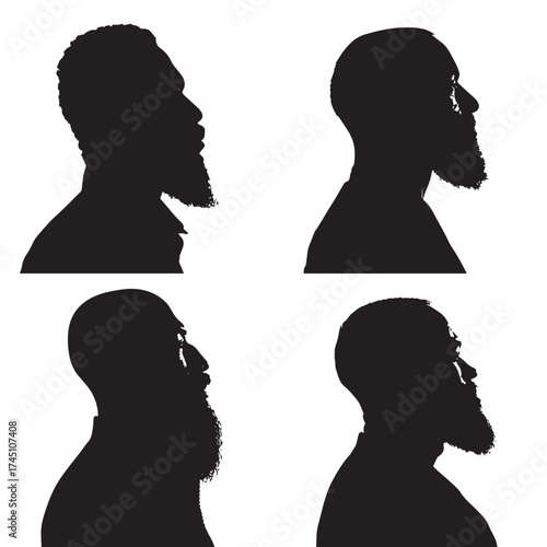 Diverse beard styles silhouette collection