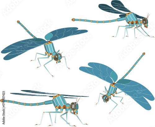 Vector sketch illustration of a silhouette design of a dragonfly flying for food with wide wings 