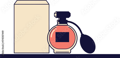 Perfume bottle and box illustration