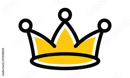 Simple golden crown icon symbol of royalty power and victory