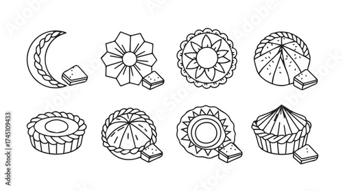 Hand drawn delicious pastry and dessert collection isolated food graphics vector