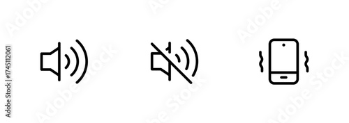 Sound on, Sound off, Vibration mode icons