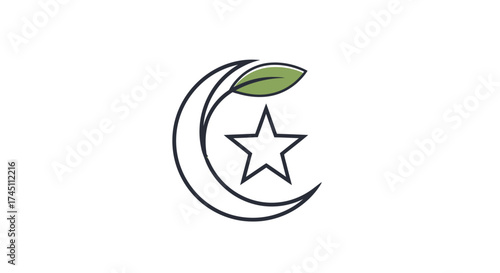Elegant crescent moon and star logo design symbolizing growth, nature, and aspirations for a modern brand identity.