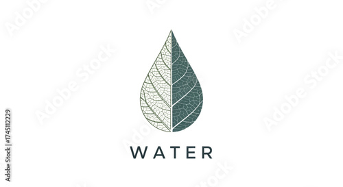 Elegant leaf-shaped water drop logo symbolizes nature's purity and life's flow for modern brands