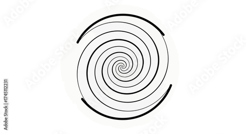 Hypnotic black spiral vortex drawing viewers into a captivating optical illusion of depth and motion against a clean white background.