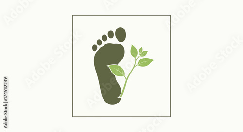 Sustainable footprint symbol with growing plant represents eco-friendly living and environmental responsibility for a greener future