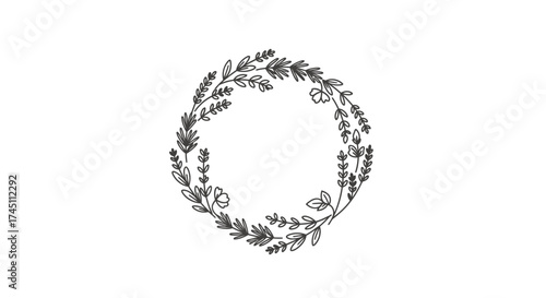 Elegant floral wreath design for invitations and branding, adding a touch of nature and simplicity to your project with this delicate botanical element