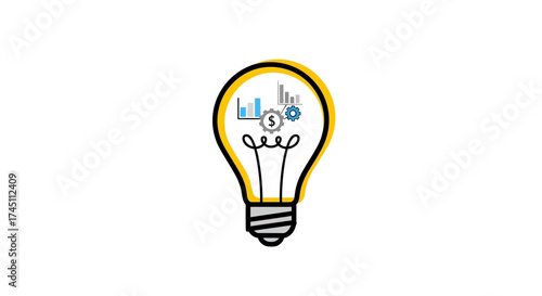 Bright idea for business growth and financial success with innovative strategies and data analysis, perfect for modern marketing and creative solutions