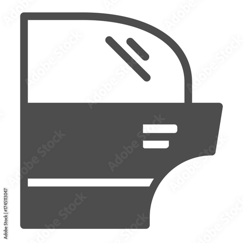 Car side door solid icon, car parts concept. Vector graphics. Part sign on white background, glyph style icon for mobile or web design.