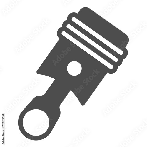 Automotive engine piston solid icon, car parts concept. Vector graphics. Piston sign on white background, glyph style icon for mobile or web design.