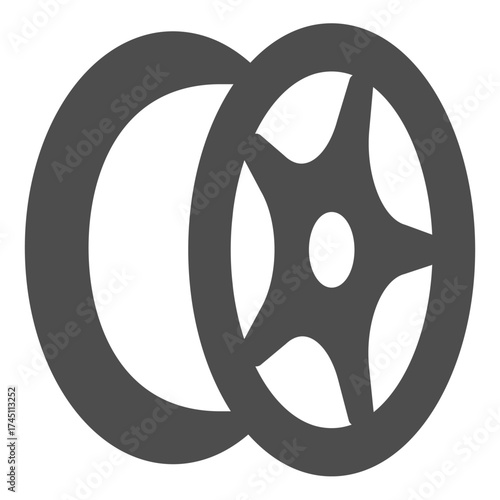 Car disk solid icon, car parts concept. Vector graphics. Disk, wheel without tire sign on white background, glyph style icon for mobile or web design.
