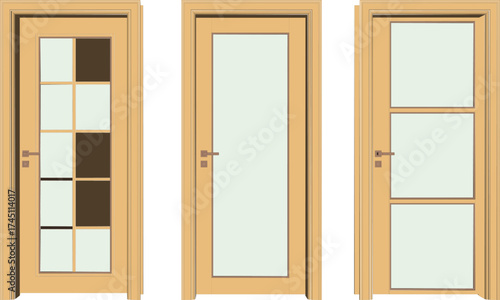 Vector sketch illustration of a modern minimalist wooden house door design