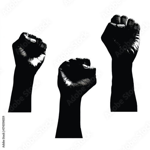 Black lives matter fist silhouette set