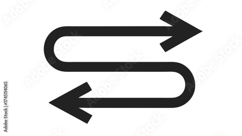 Isolated vector illustration of two snaking arrows